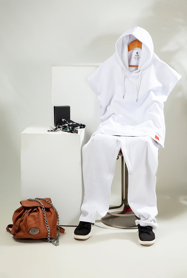 Sleeveless White Hoodie