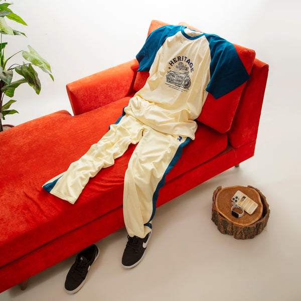 Heritage Rides Off White/Blue CordSet with Trouser
