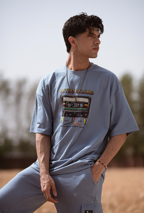 Retro Rewind Blue Co-ord Set with Trouser