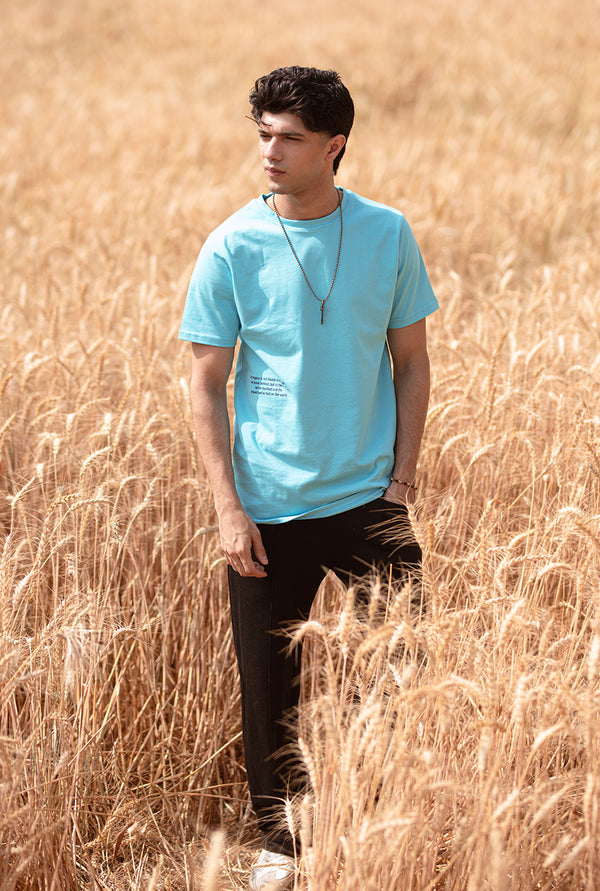 Sky Blue Printed T- Shirt