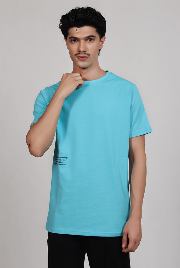 Sky Blue Printed T- Shirt