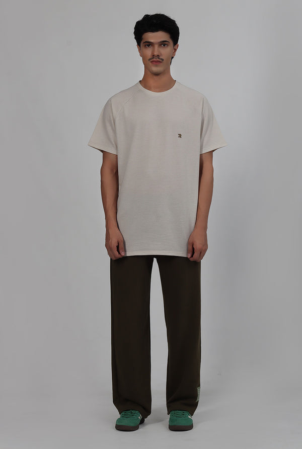 Cream T-Shirt With Logo Metal Batch
