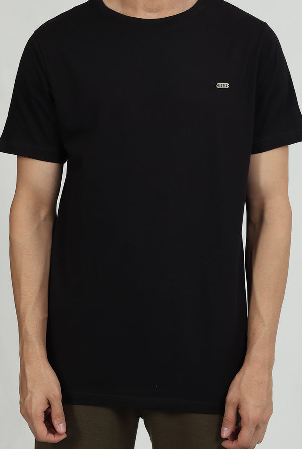 Black Basic T-Shirt With RANs Metal Batch