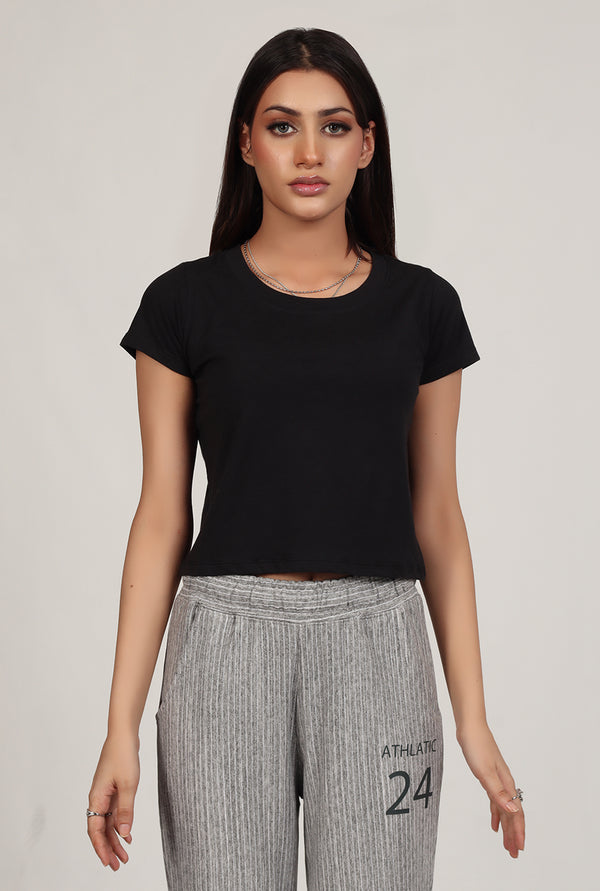 Black Basic Crop Top